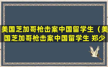 美国芝加哥枪击案中国留学生（美国芝加哥枪击案中国留学生 郑少雄是成都七中）